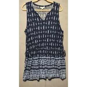 Pure Jill J. Jill M Everyday Blue Tie Dye Mini Dress Cover Up Linen Bl